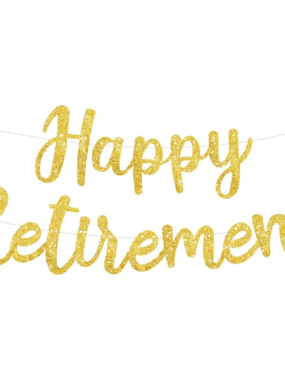Pre-Strung Glitter Gold Happy Retirement Banner Party Decoration